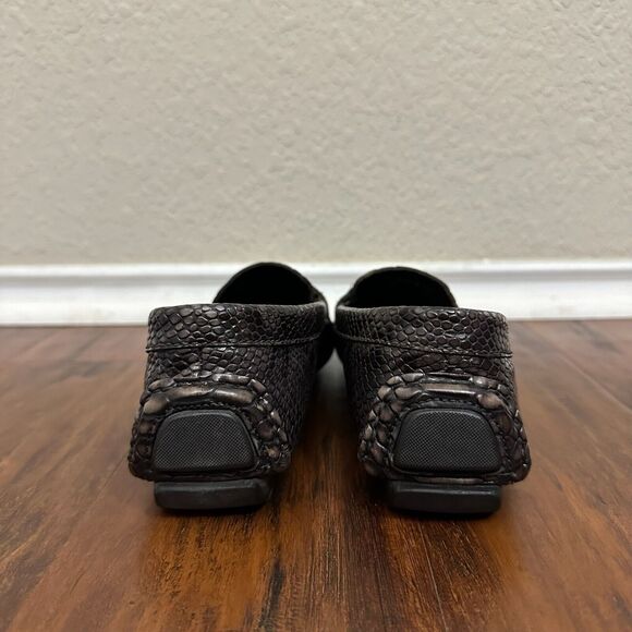 DONALD J. PLINER Vanda Croc Embossed Driving Moccasin Loafers in Brown - Picture 3 of 10